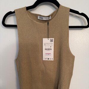 METALLIC THREAD KNIT CROP TOP